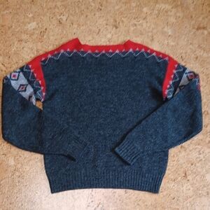 McGregor Vintage Men's Grey/Red Boatneck Sweater Size L
